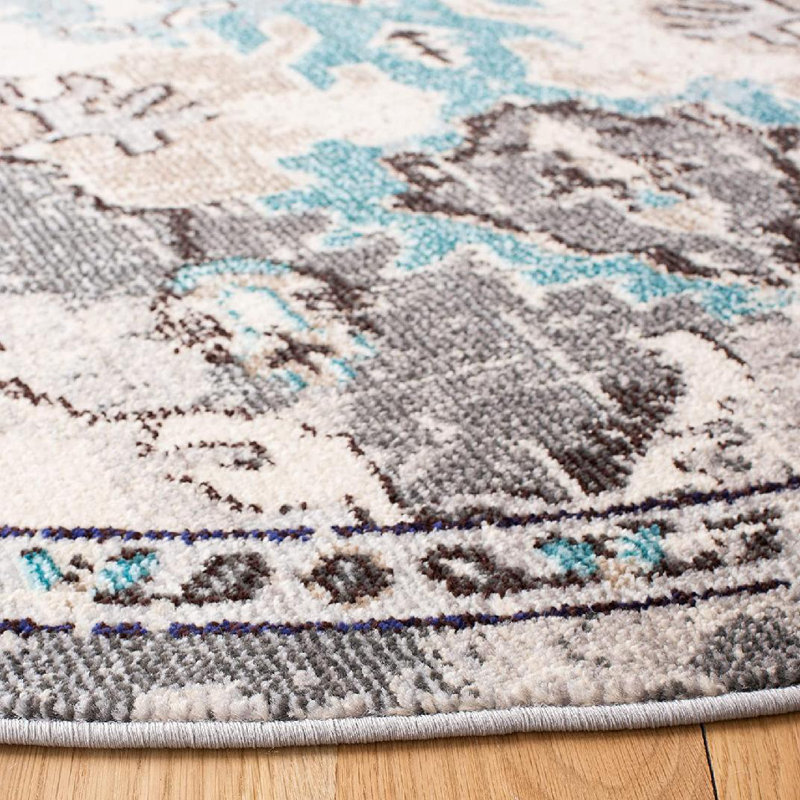 Tapis oriental gris, Rond 6 pi 7 po