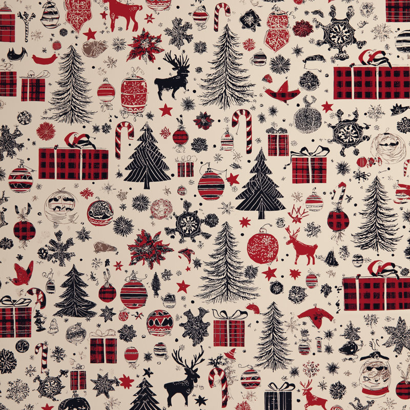 Motif de cadeau de Noël - Toile encadrée grise