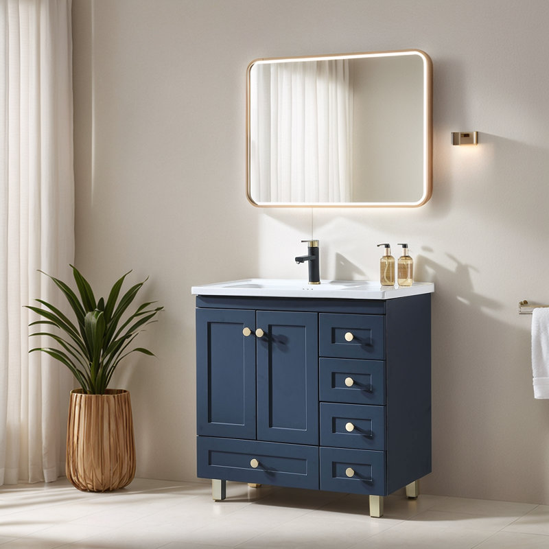 32'' Blue Free-Standing Single Bathroom Vanity Set