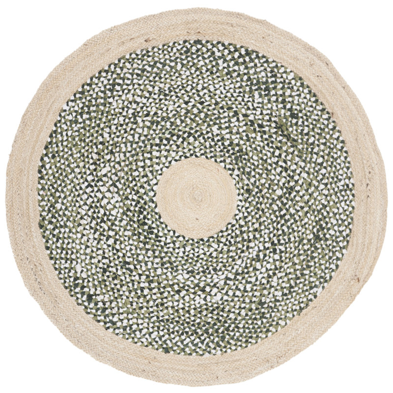 Tapis en jute de coton tissé à la main Zeitler, Rond 4 pi