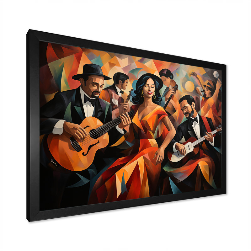 «Salsa Fiesta music latino célébration», reproduction d'art sur toile encadrée, Cadre d'angle fermé noir