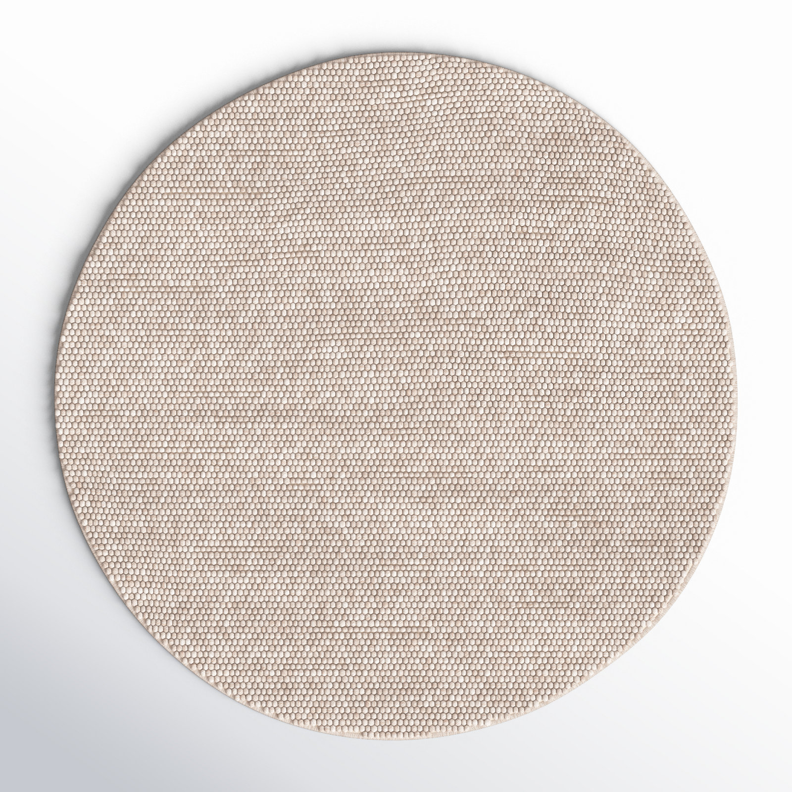 Elle Beige Hand-Woven Wool Rug, Round 4'