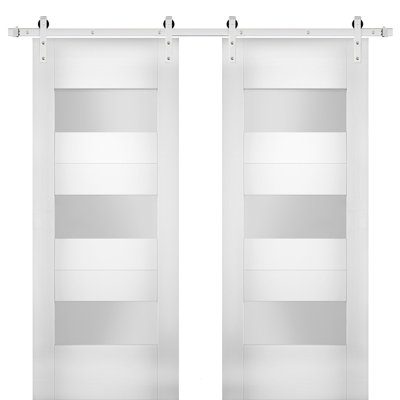 Portes blanches en verre givré Sete avec trousse de quincaillerie d'installation Sete