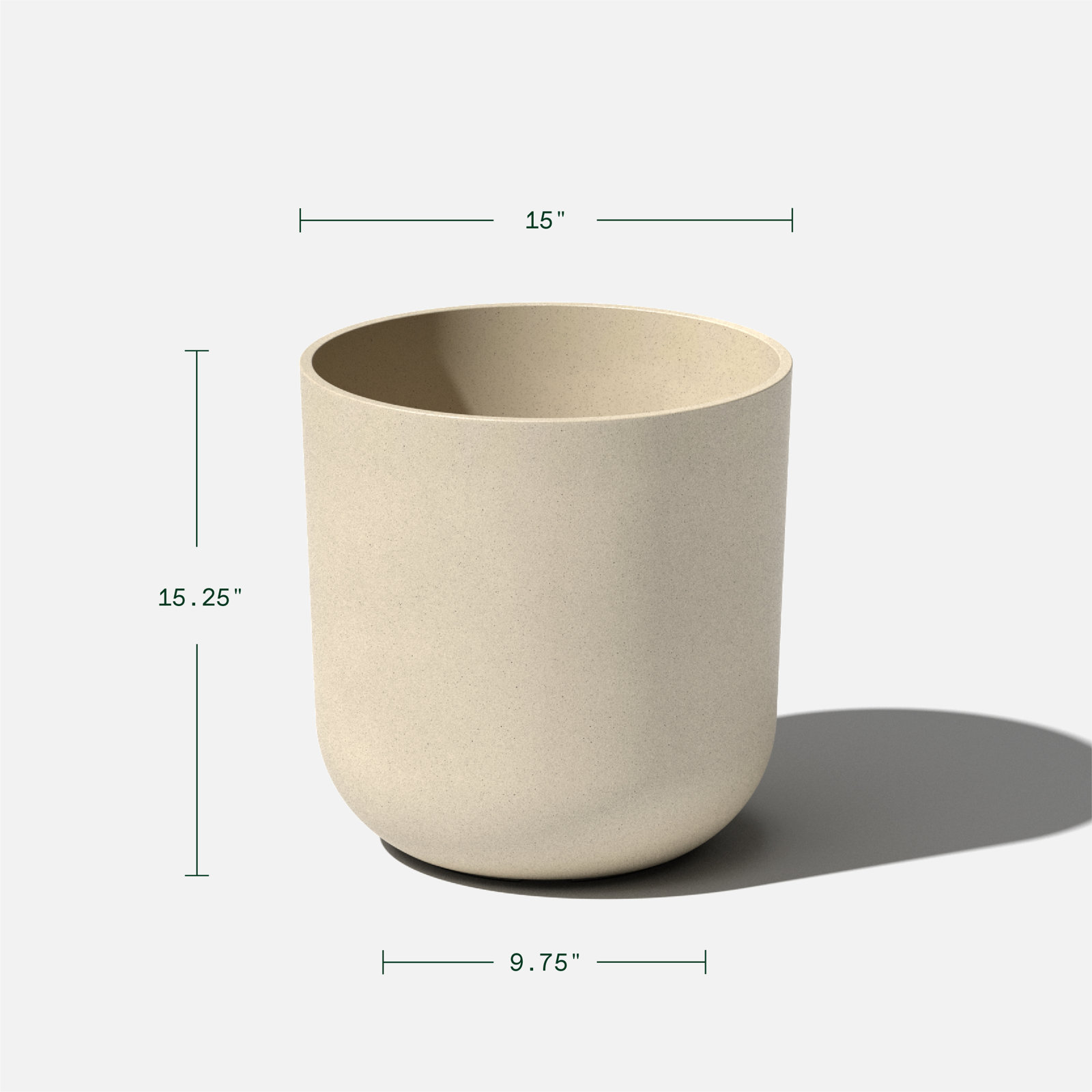 Mason Series Pot Planter, 2, 15.25" H x 15" W x 15" D, Sand