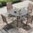 Round Outdoor Dining Table, 41" Round Patio Table Wood-Like Grain with 1.57" Umbrella Hole, Metal Outdoor Dining Tables-1540196651