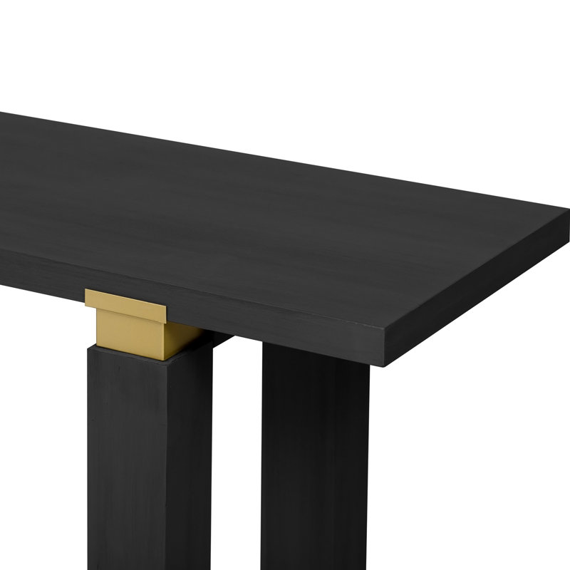Console de 62,9 po avec console minimaliste moderne, canapé d'entrée en bois massif avec détails en métal, tablette intégrée pour le salon, couloir (noir) | Idée cadeau
