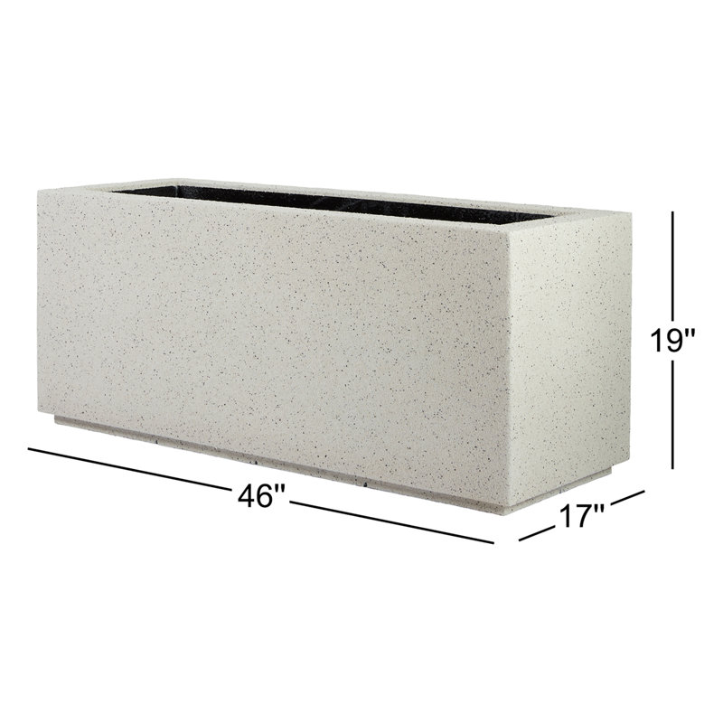 Milan Tall Polymer Box, White Granite, 19"H x 46"W x 17"D
