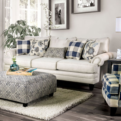 96.4" W Transitional Sofa, Ivory