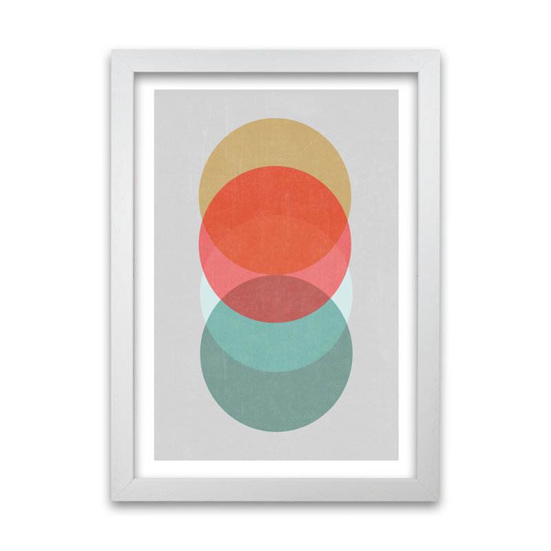 Mid Century Shapes In Scandi Colours A - Print, White Frame, 42cm H x 30cm W x 3cm D