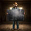 Toile abstraite grise, art mural industriel - impression de texture grunge noir, décor de béton vieilli moderne pour salon loft urbain-2129192798