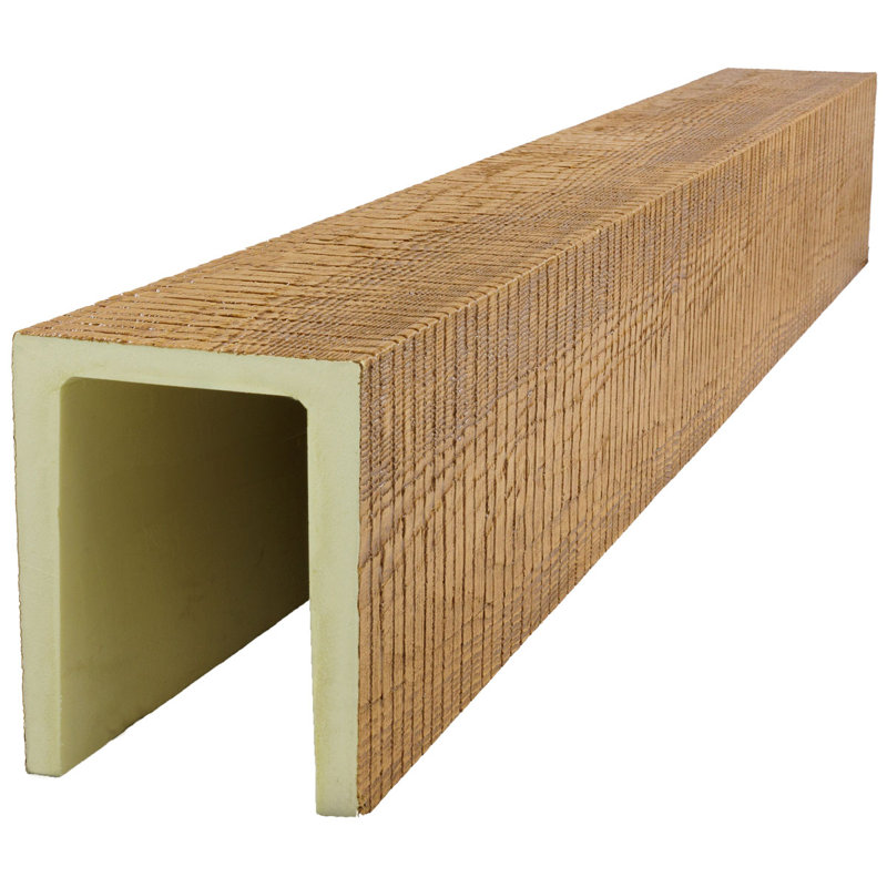Rough Sawn Endurathane Faux Wood Beam Plank, Warm Caramel, 7.5" H x 7.5" W x 120" D