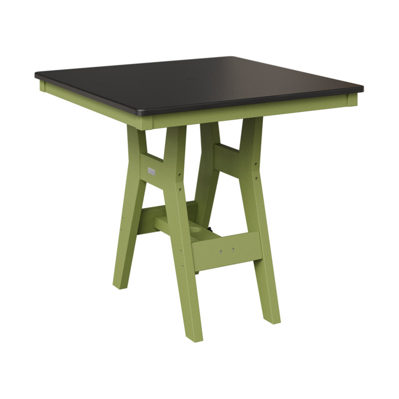 Table carrée à hauteur de comptoir 33 po Berlin Gardens Harbor, H 35,5 po x l 33 po x P 33 po, Vert kiwi, Noir martelé