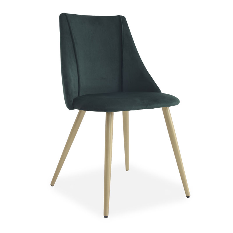 Kory 46cm H Velvet Upholstered Side Chair, Deep Green, Oak