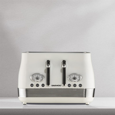 Daewoo Denver 4 Slice Wide Slot Stainless Steel Toaster Retro Vintage 6 Level