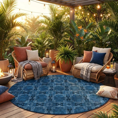 Tapis d'intérieur rond antidérapant 8 pi