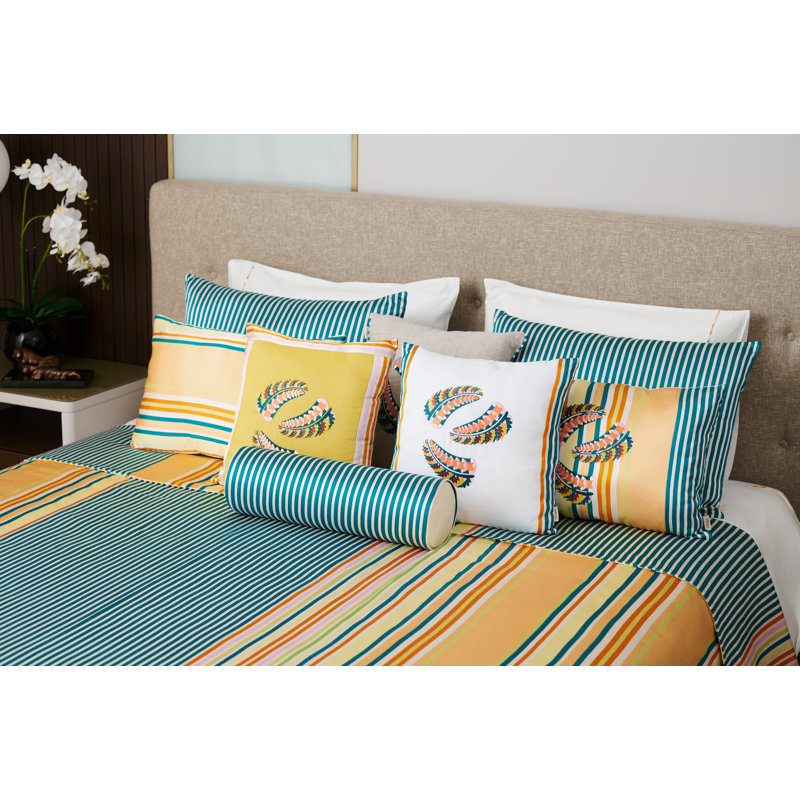 Yellow Stripes Feathers Pillow
