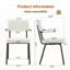 Ensemble de 2 chaises d'appoint rembourrées en velours, tissu blanc vif, accoudoirs suspendus à la table, pieds en métal