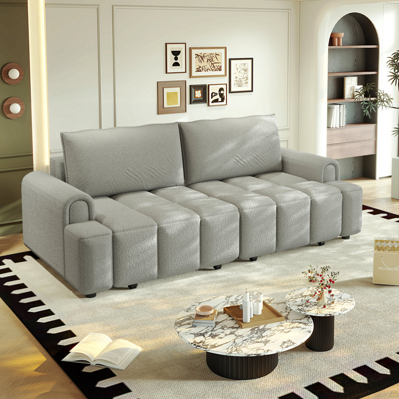 Canapé 90,2 po 4 places en tissu, Gris clair