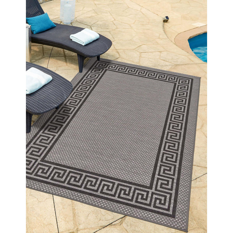 Tapis pour l'intérieur et l'extérieur gris Kimble, Rectangle 7 pi x 10 pi