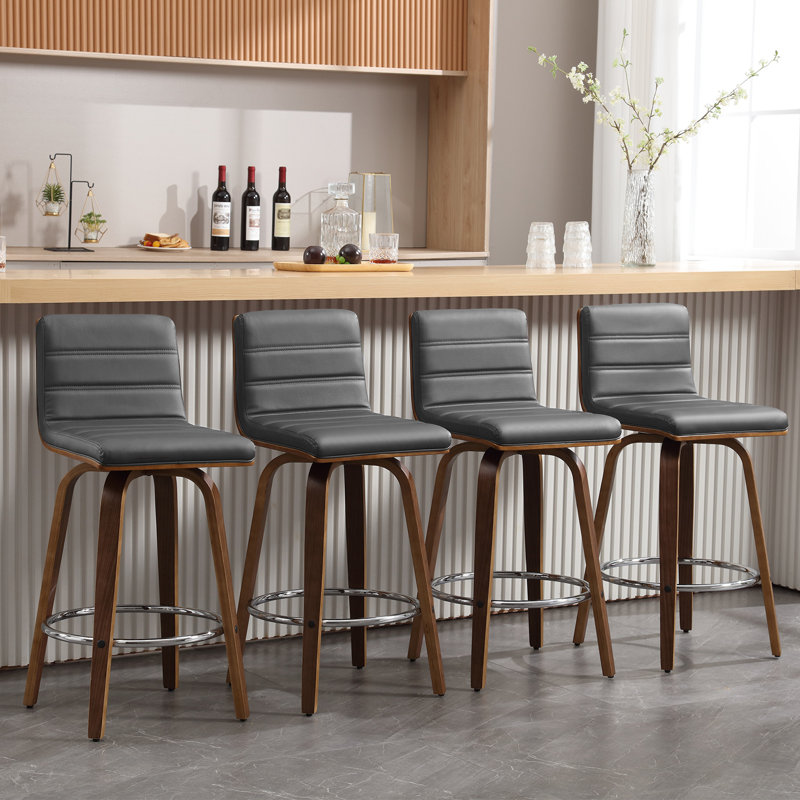 Mariea Swivel Upholstered Counter Stool, Counter Stool (26" Seat Height), Gray