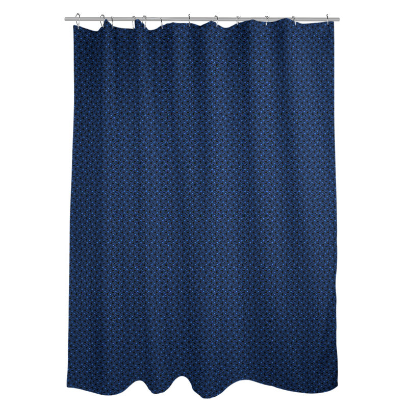 Rideau de douche simple hexagonal classique, Bleu / Noir