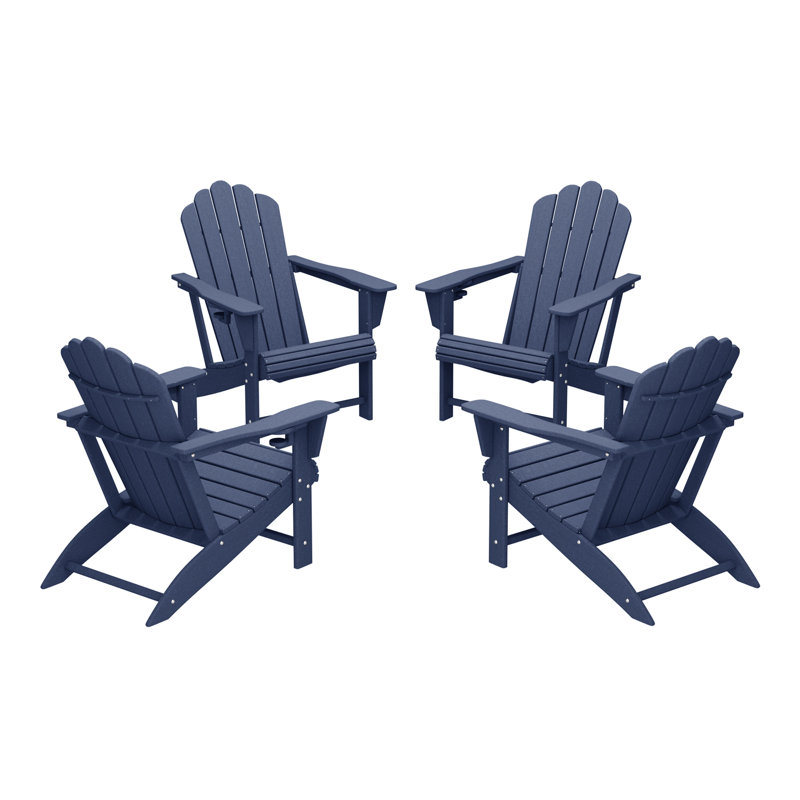 Chaise Adirondack d'extérieur en poly (ensemble de 4), Bleu marine