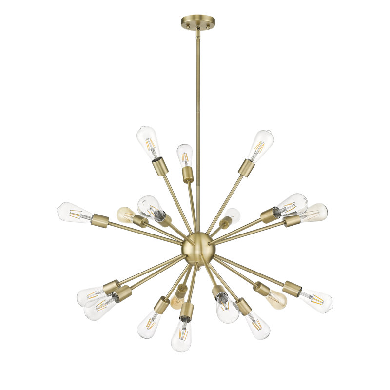Lustre sphérique 18 lumières Spoutnik, Or mat, H 21,25 po x l 28,5 po, Non