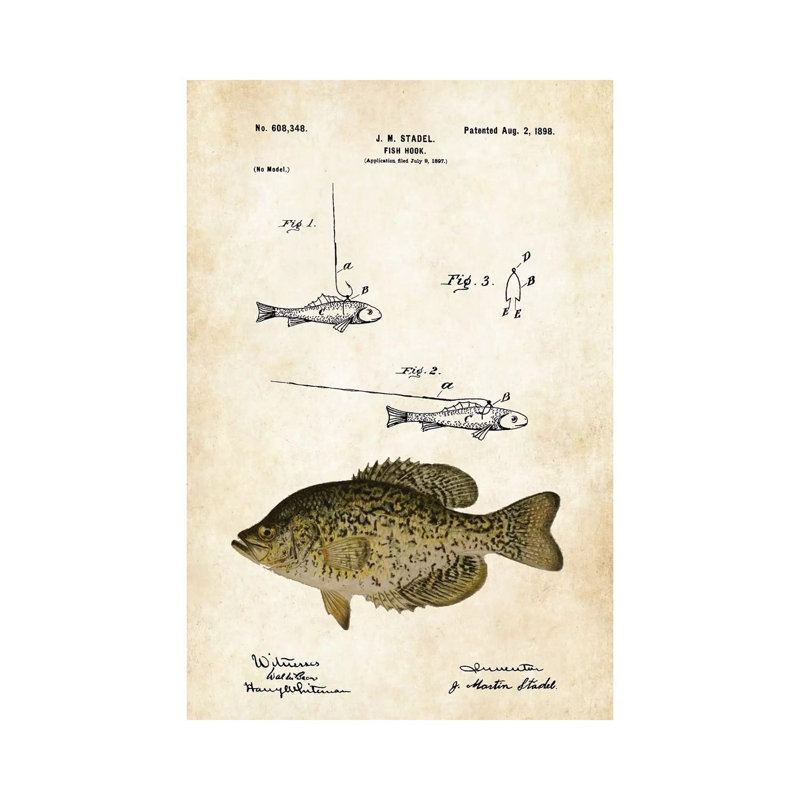 «Crappie Fishing Lure» par brevet77 - impression sur toile tendue, H 26 po x l 18 po x 1,5 po