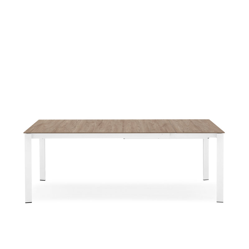 Eminence Extendable Solid Wood Dining Table, Beton Gray Melamine, 35.5" W x 51.25" L, Matte Optic White