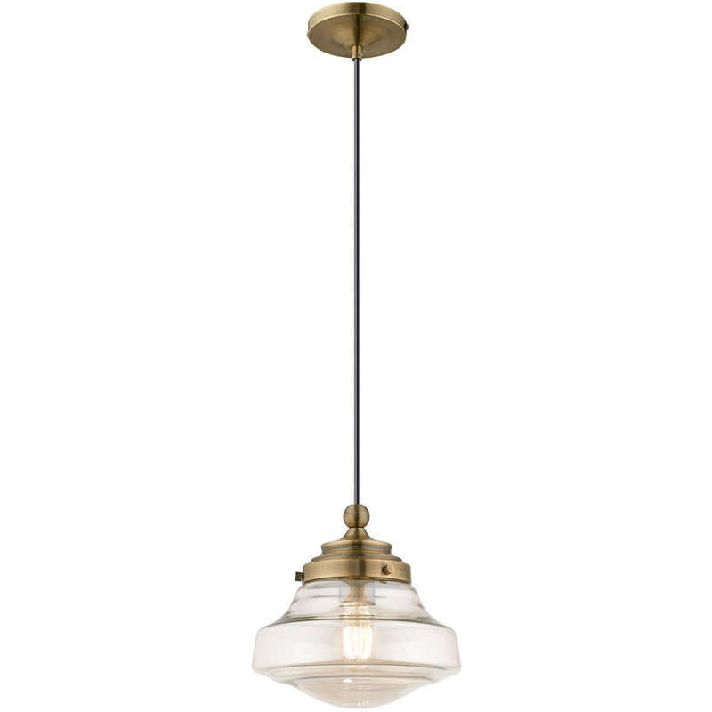 Luminaire suspendu style école 1 lumière Madonna, Laiton antique, Champagne