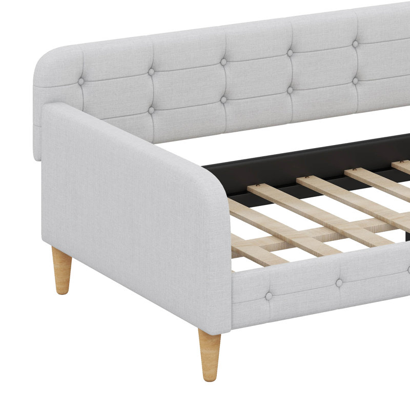 Upholstered Daybed With 4 Support Legs, Twin, Beige