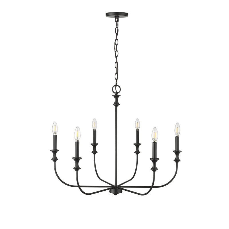 Lustre à 6 lumières de 28,26 po de largeur Savanne, Noir mat