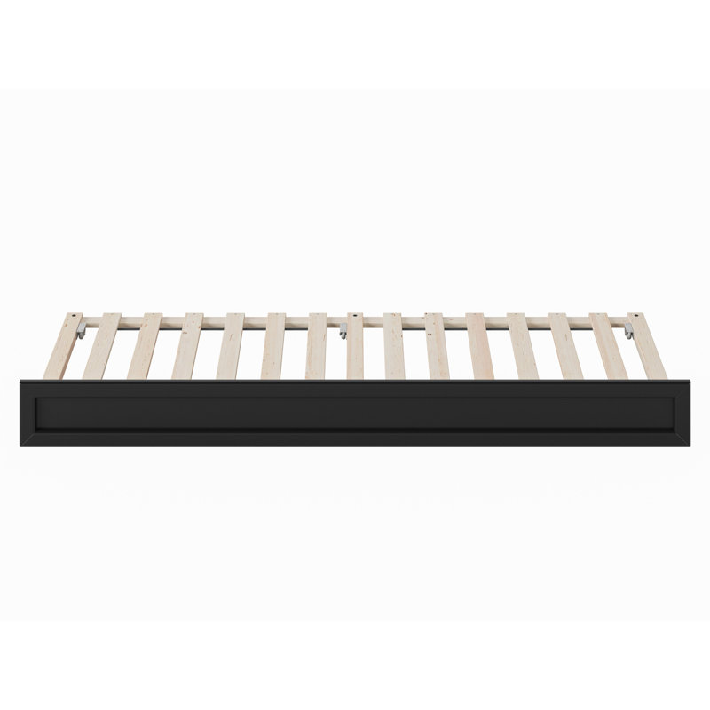 Lit gigogne en bois massif Sanvir, Simple TG, Noir