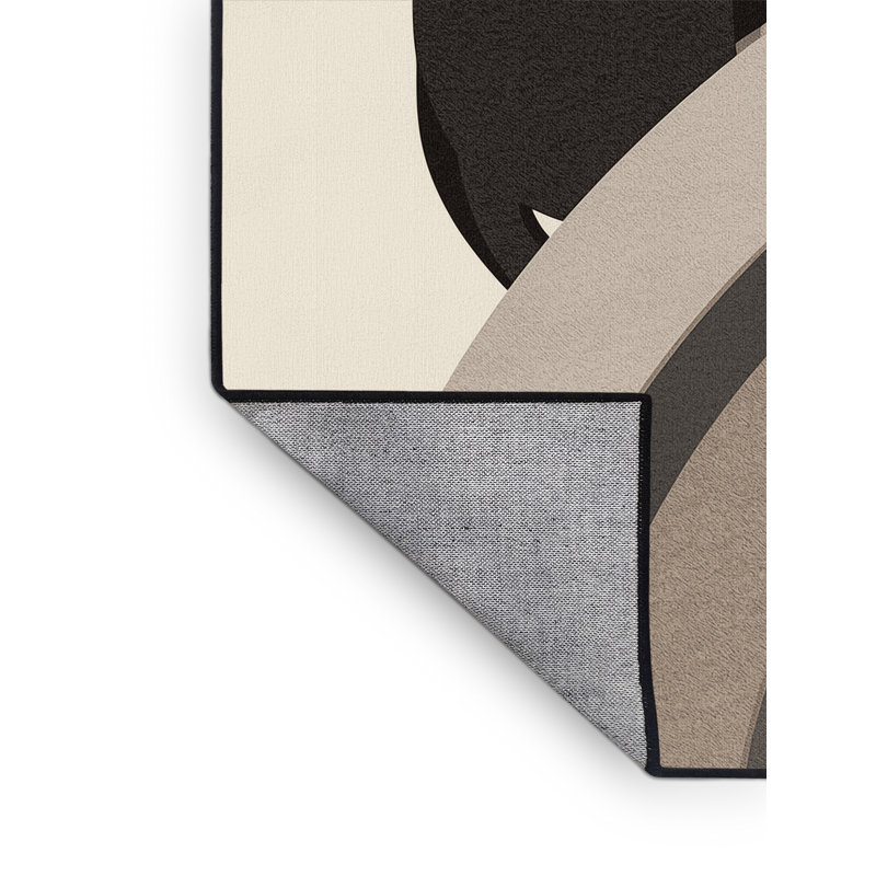 Machine Washable Pavnesh Possum Sleek & Chic Modern Arc Rug in Beige – Black Binding, 6x9