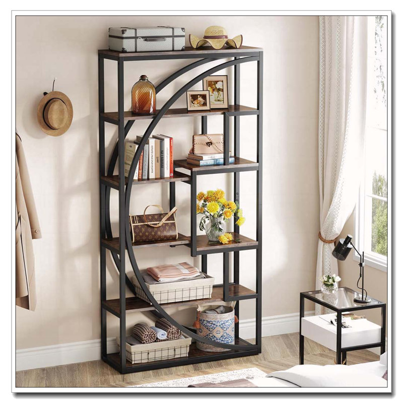 Étagère de rangement 70 niveaux à 5 niveaux avec rangement à 8 tablettes, Brun rustique