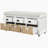 Fluker Rustic Storage Bench with 3 Drawers and 3 Rattan Baskets, Shoe Bench for Living Room, Entryway-1280387719