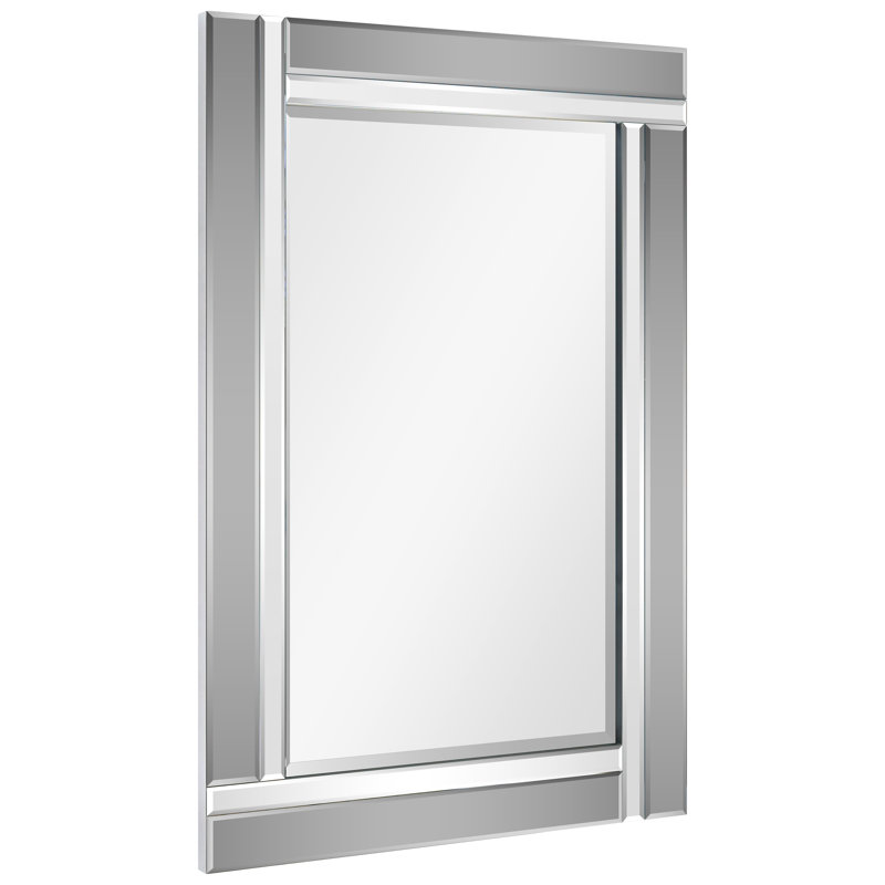 Lukisha Rectangle Charcoal Gray Panel Frame Wall Mirror
