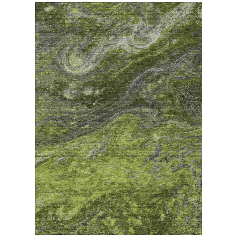 Tapis extérieur lavable abstrait vert olive 3 pi x 5 pi vert et vert lime