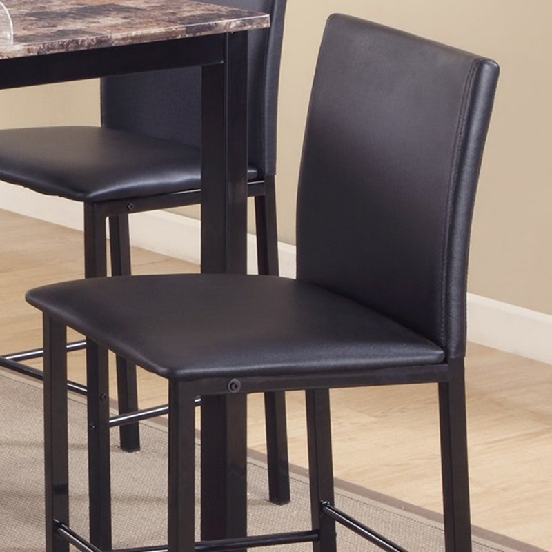 Chaises de salle à manger à hauteur de comptoir en métal Citico avec structure en métal noir, ensemble de 4