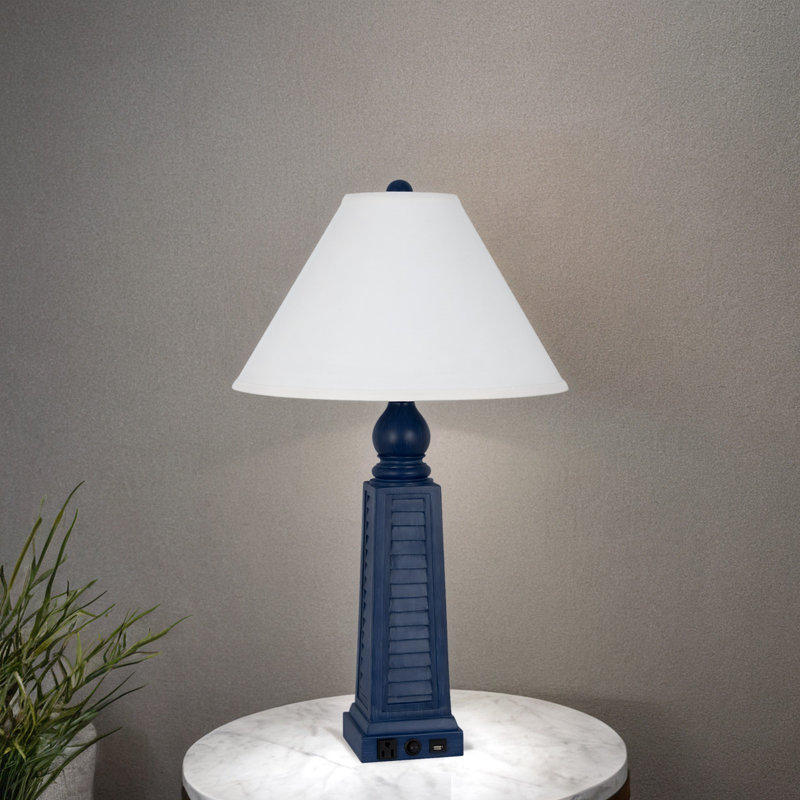 Lampe en résine Dawrin, Bleu marine