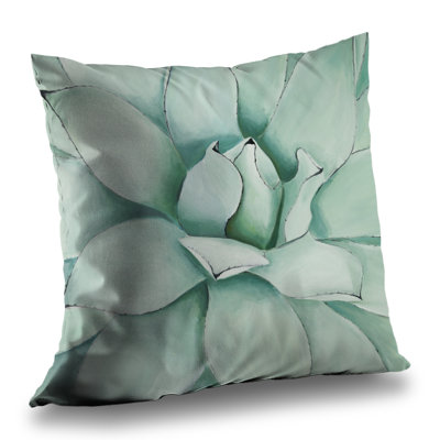 Succulent Closeup - Exotic Floral Poly Twill Throw Pillow – Poly Twill Throw Pillow with Insert, Double-Sided Print