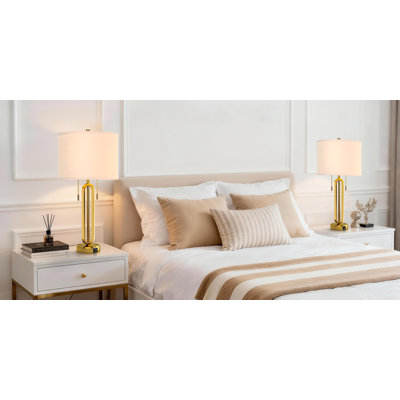 26.5'' Traditional Metal Table Lamp With Usb For Living Room/Bedroom