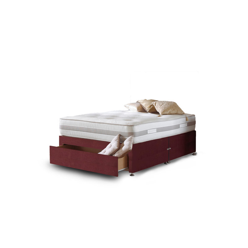 Aspelare Pocketsprung Divan Bed Set, Small Single, Plum Linen, 2 Drawers