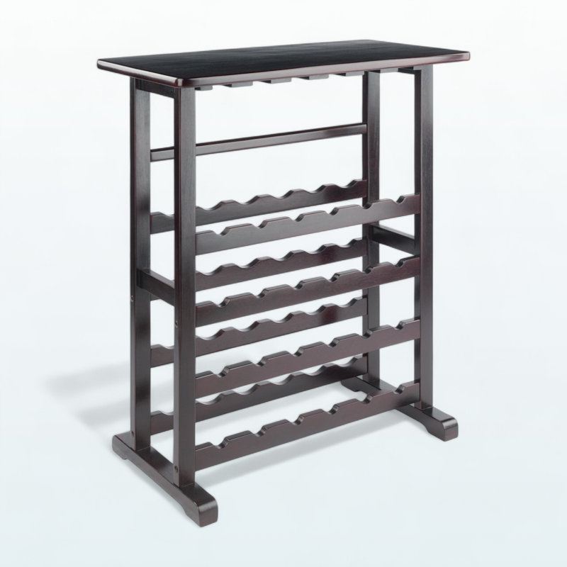 Sartin Wine Rack in Brwon Finish Holds 24 Bottles, 35.35" H X 31.35" W X 16.05" D, Brown