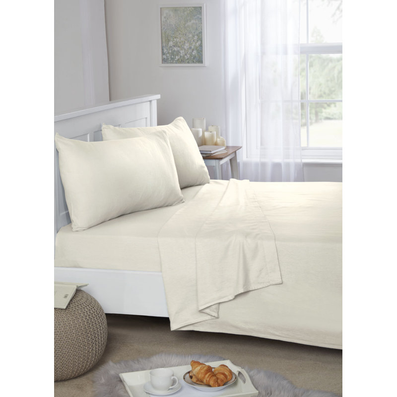 Hollange Flannel Fitted Sheet, Cream, Kingsize
