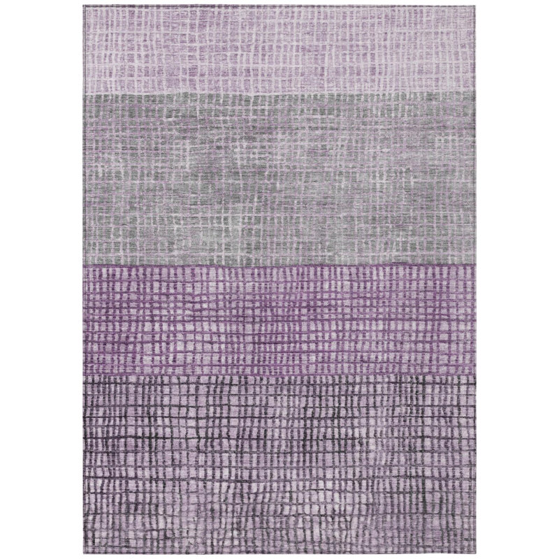 Tapis intérieur/extérieur lavable à motifs géométriques prune et gris, 2,74 m x 3,66 m