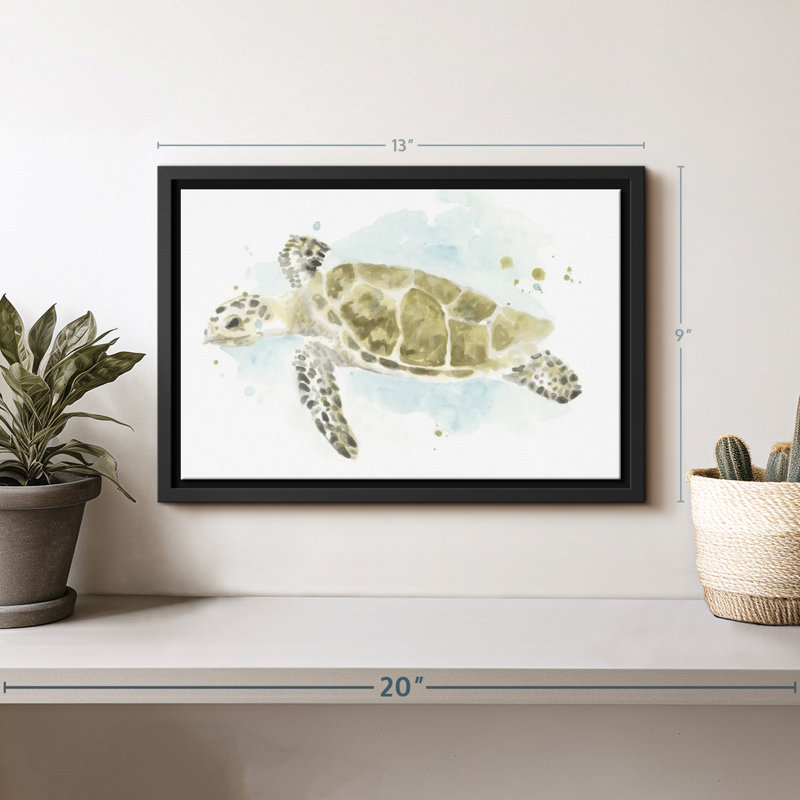 Animal "Aquarelle, étude de tortue de mer II", H 9 po x l 13 po
