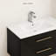 Meuble-lavabo mural blanc lustré de 91 cm (36 po) avec deux tiroirs et poignées dorées-1758472369