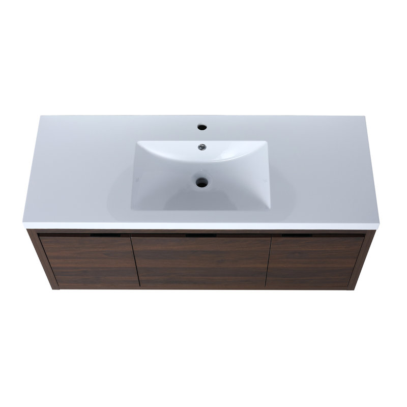 Meuble-lavabo sophistiqué avec rangement exceptionnel et attrait élégant pour une fonctionnalité optimale, Noyer