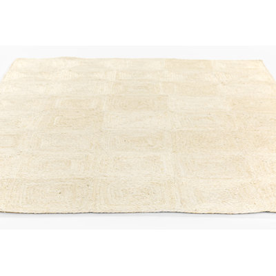 Mykonos Ivory Hand-Woven Geometric Jute Rug